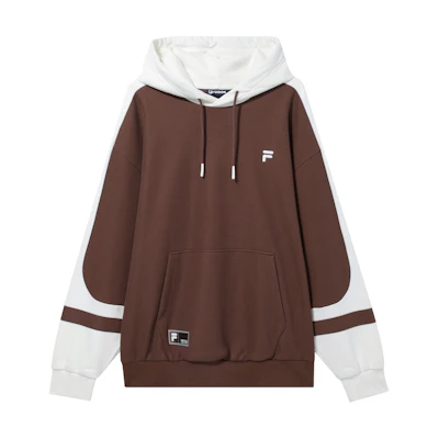FILA Fusion Life Oversized Hoodie Oak Brown Colorblock Casual Sportswear T11M415206FDR
