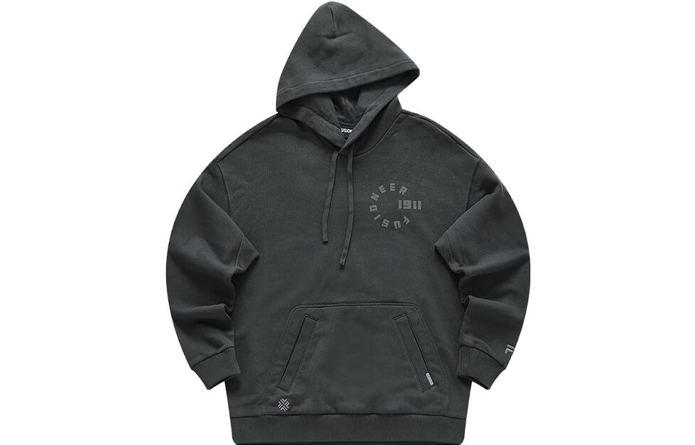 FILA Fusion Life Unisex Hoodie Asphalt Gray Casual Knit Oversized Pullover T11U413204F-CC