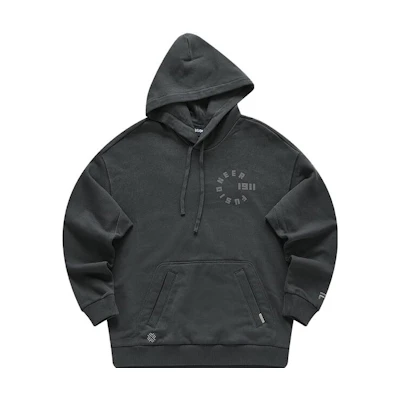 FILA Fusion Life Unisex Hoodie Asphalt Gray Casual Knit Oversized Pullover T11U413204F-CC
