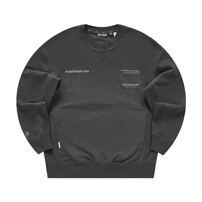 FILA Fusion Life Unisex Oversized Cotton Knit Pullover Sweatshirt Black T11U343201FBK