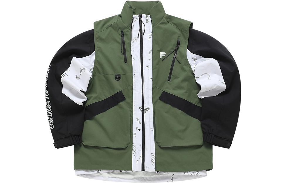 FILA FUSION Logo Colorblock Relaxed Fit Jacket Two-Piece Set - Cold Lime Green T11M341701F-GN