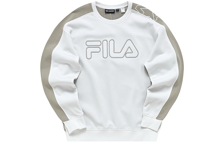 FILA Fusion Logo Knit Crewneck Sweatshirt - White Fashion Streetwear T11M241211FWT