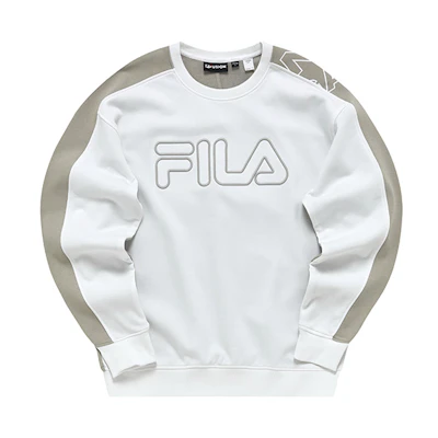 FILA Fusion Logo Knit Crewneck Sweatshirt - White Fashion Streetwear T11M241211FWT
