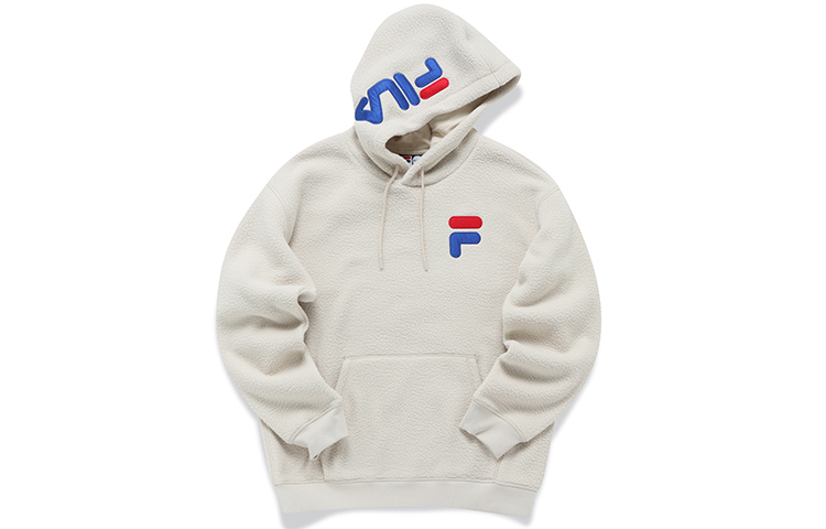 FILA FUSION Logo Print Fleece Pullover Hoodie Unisex Off-White T11U146201FIV 圖 2
