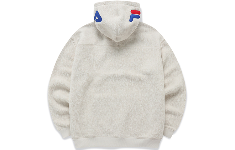FILA FUSION Logo Print Fleece Pullover Hoodie Unisex Off-White T11U146201FIV 圖 3