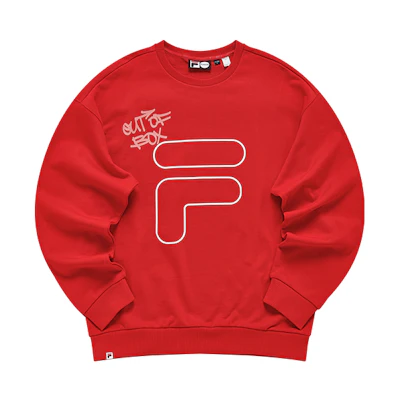FILA FUSION Logo Print Pullover Sweatshirt Red - Unisex Casual Crewneck T11U216201FRD