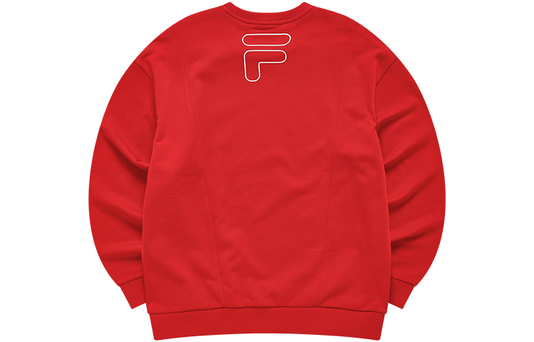 Lookbook FILA FUSION 标志印花套头衫 红色 - 男女休闲圆领卫衣 T11U216201FRD