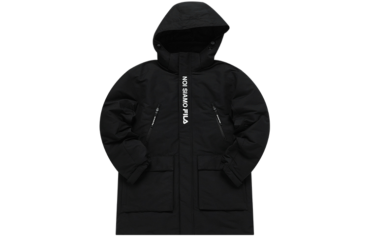 FILA Fusion Multi-Pocket Hooded Down Parka Jacket Deep Black. T11M141905F-BK