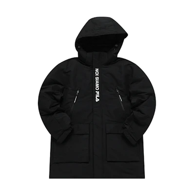 FILA Fusion Multi-Pocket Hooded Down Parka Jacket Deep Black. T11M141905F-BK