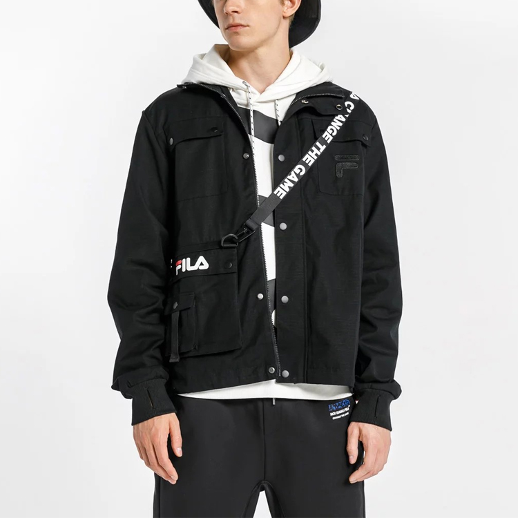 Shop FILA FUSION Jaket Utiliti Multi-Poket Hitam T11M013703F-BK