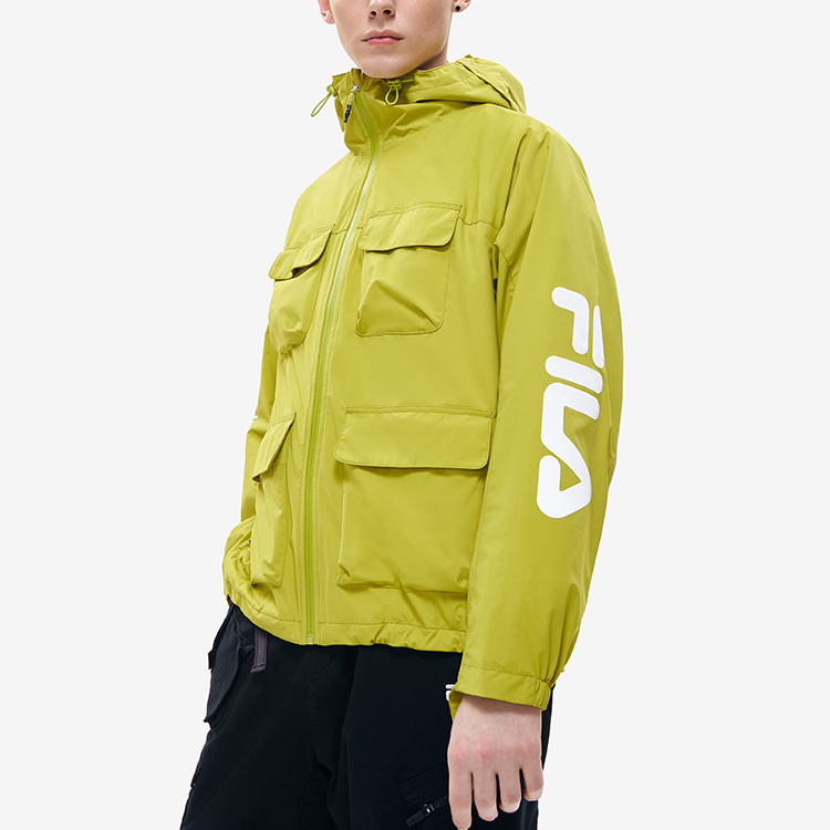 Sizing FILA Fusion 户外多口袋连帽梭织夹克 亮青绿色 T11M211708FGN