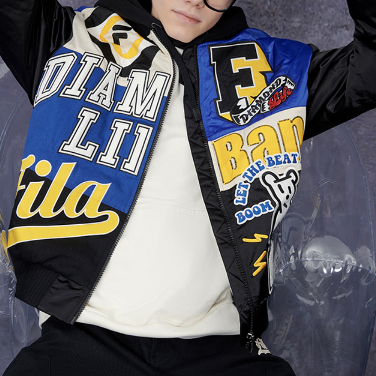FILA FUSION Oversized Colorblock Letter Print Puffer Jacket - Black (). T11M342901F-BK 圖 4
