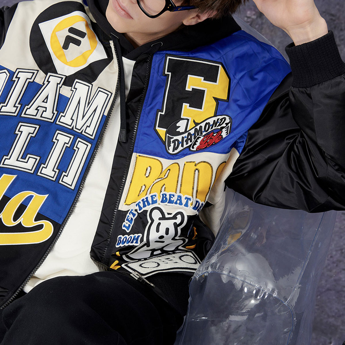 FILA FUSION Oversized Colorblock Letter Print Puffer Jacket - Black (). T11M342901F-BK 圖 6