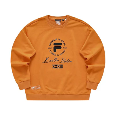 FILA FUSION Oversized Crewneck Sweatshirt Jamaica Orange Logo T11M345204F-OR