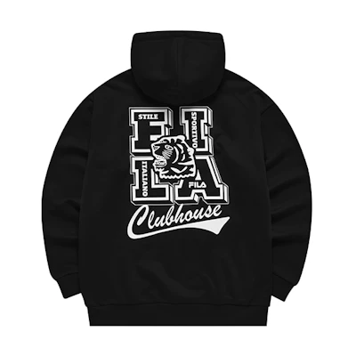 FILA FUSION Oversized Graphic Hoodie in Deep Black T11M142214F-BK