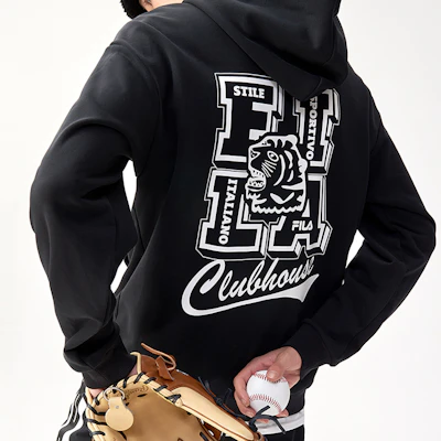 FILA FUSION 寬版深黑色圖案連帽上衣 T11M142214F-BK Details for FILA FUSION 寬版深黑色圖案連帽上衣 T11M142214F-BK