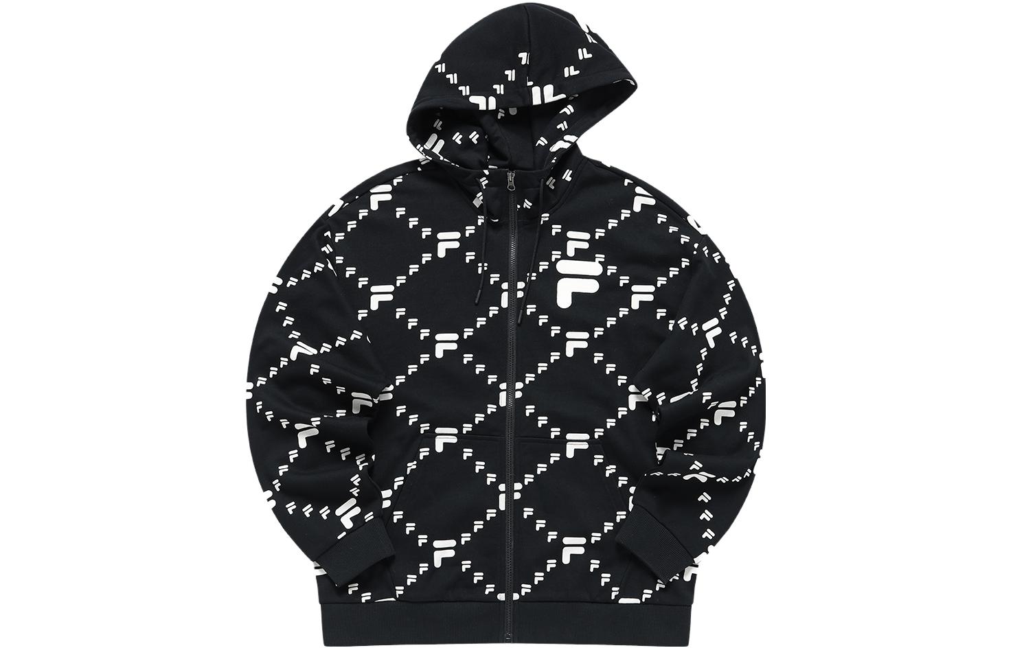 Order FILA Fusion QR Monogram 黑色拉鍊連帽外套 男女款 T11U316501ABK