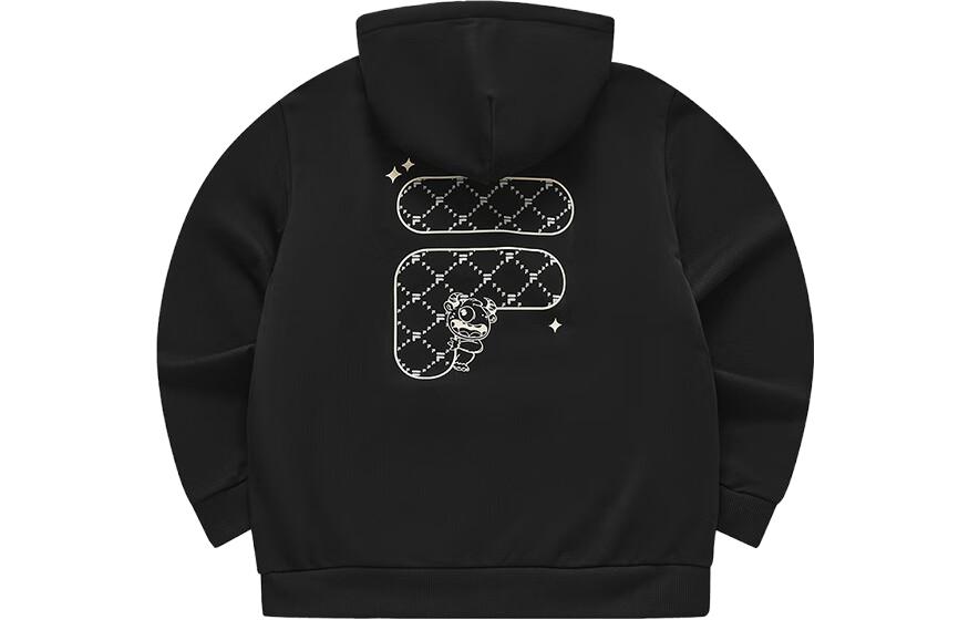 FILA Fusion Retro Black Hoodie with Logo Print Unisex Classic Pullover T11U413207FBK