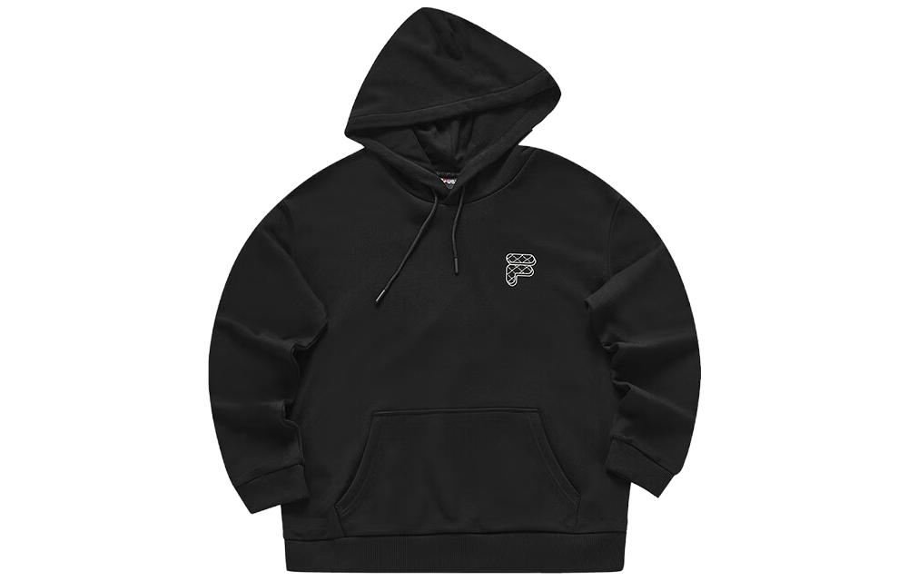 Lookbook FILA Fusion 復古黑色連帽衫 經典標誌印花 男女款 經典套頭款 T11U413207FBK