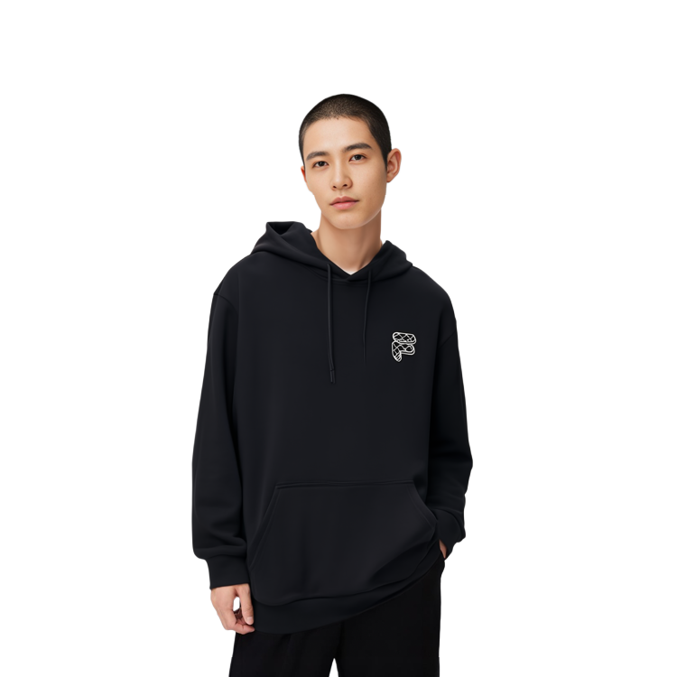 Sizing FILA Fusion 復古黑色連帽衫 經典標誌印花 男女款 經典套頭款 T11U413207FBK