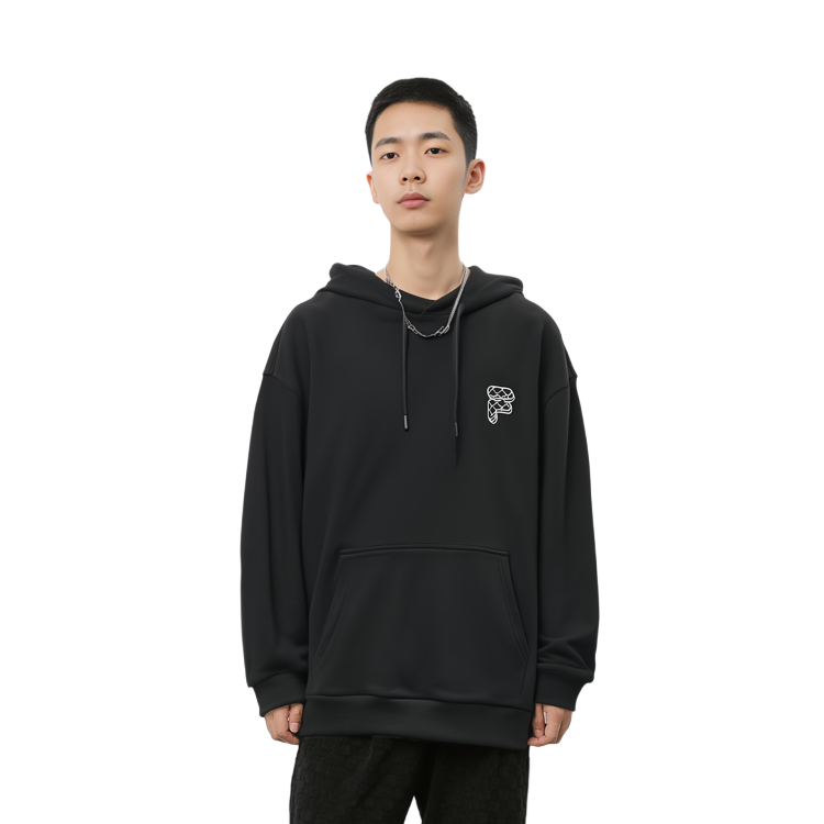 Cheap FILA Fusion 復古黑色連帽衫 經典標誌印花 男女款 經典套頭款 T11U413207FBK