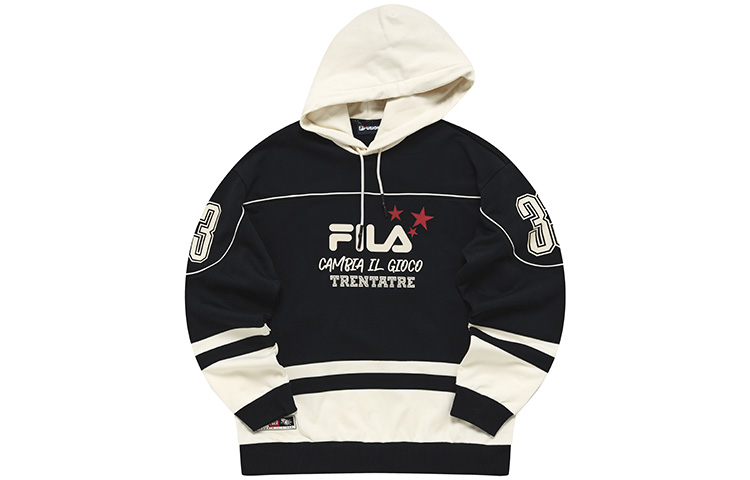 FILA Fusion Retro Colorblock Hoodie with Chest Logo - Unisex Black T11U245201F-BK