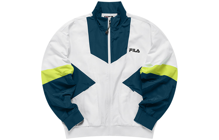 FILA FUSION Retro Logo Print Loose Fit Track Jacket White Mens T11M141701FWT
