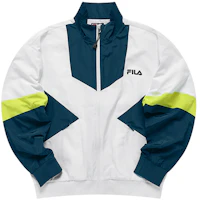 FILA FUSION Retro Logo Print Loose Fit Track Jacket White Mens T11M141701FWT FILA FUSION Retro Logo Print Loose Fit Track Jacket White Mens T11M141701FWT