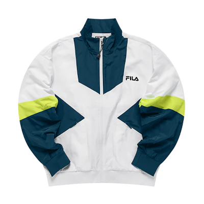 FILA FUSION Retro Logo Print Loose Fit Track Jacket White Mens T11M141701FWT