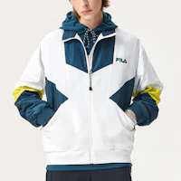 Shop FILA FUSION Retro Logo Print Loose Fit Track Jacket White Mens T11M141701FWT