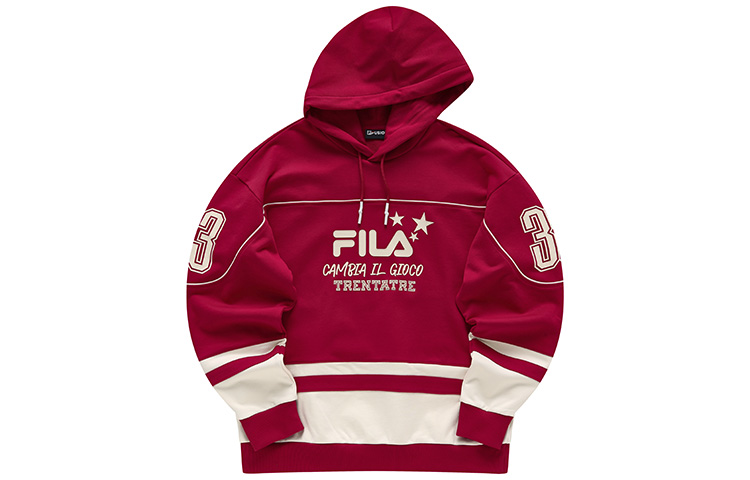 FILA Fusion Retro Red Hoodie Unisex with Logo Print and Lettering Design T11U245201F-RD 圖 2