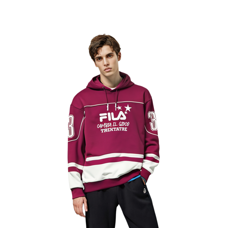 FILA Fusion Retro Red Hoodie Unisex with Logo Print and Lettering Design T11U245201F-RD 圖 5