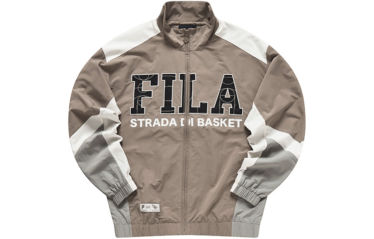 FILA FUSION Retro Sports Logo Zip-Up Jacket for Men in Dark Gray Brown T11M315704F-BN