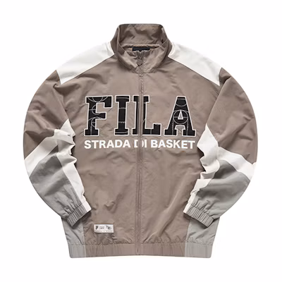 FILA FUSION Retro Sports Logo Zip-Up Jacket for Men in Dark Gray Brown T11M315704F-BN
