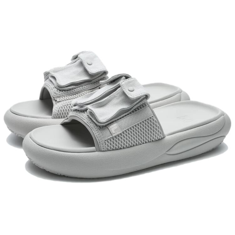 Order FILA FUSION斐樂潮牌 舒適耐磨 靜音一字拖鞋 男款 灰色