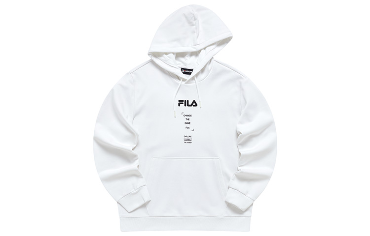 FILA Fusion Solid Letter Print Pullover Hoodie Standard White T11M241202FWT 圖 2