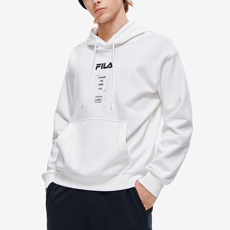 FILA Fusion Solid Letter Print Pullover Hoodie Standard White T11M241202FWT 圖 5