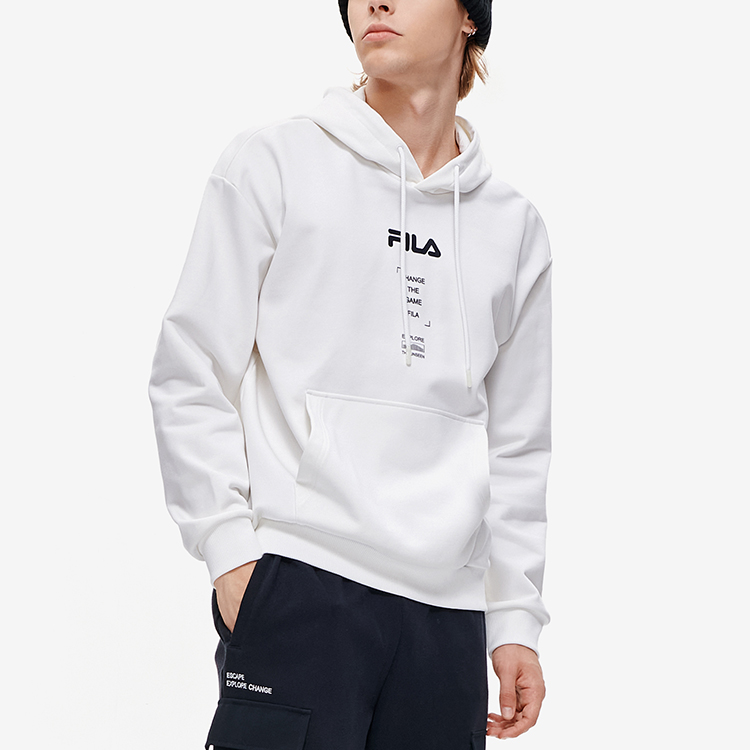 FILA Fusion Solid Letter Print Pullover Hoodie Standard White T11M241202FWT 圖 7