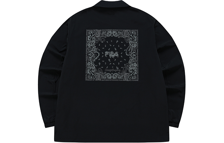 Lookbook FILA FUSION Street Sport Casual Loose Fit Woven Shirt Jacket Black (). T11M221702FBK