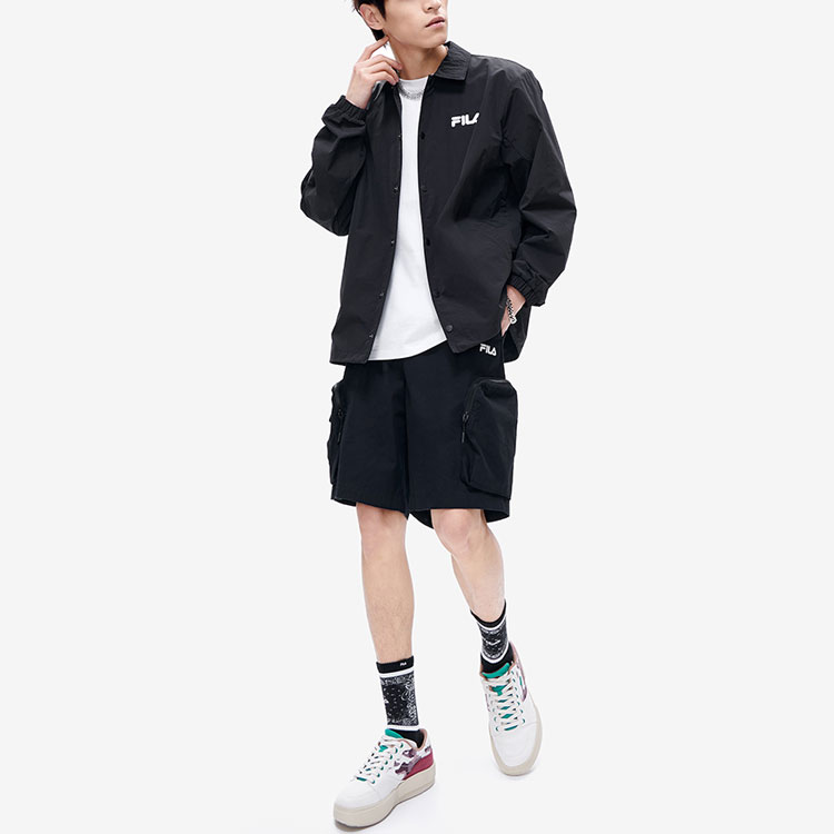 Shop FILA FUSION Street Sport Casual Loose Fit Woven Shirt Jacket Black (). T11M221702FBK