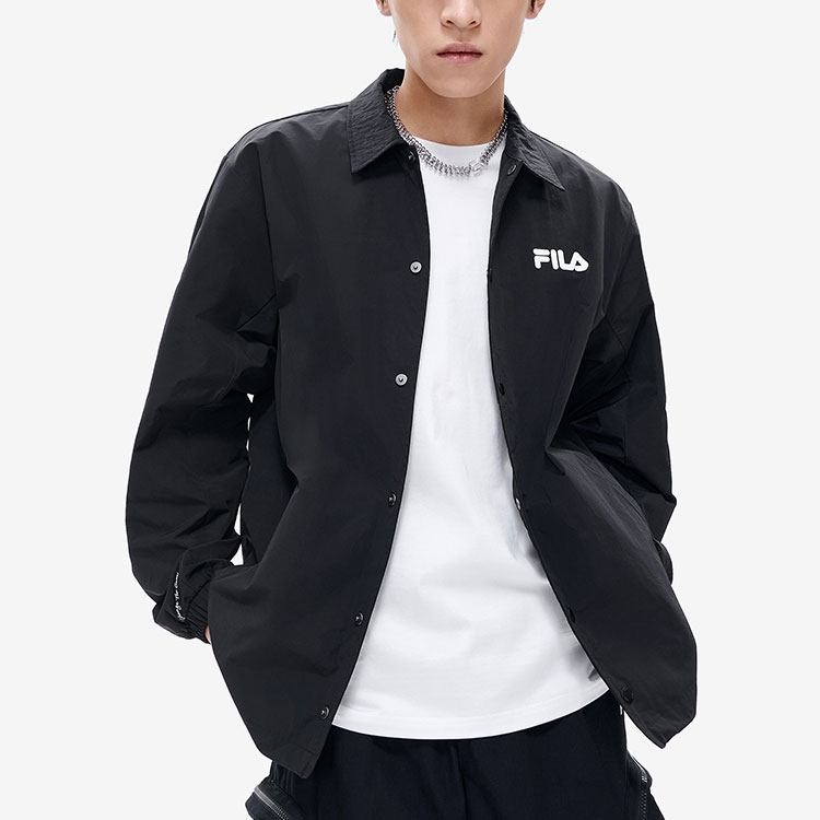 Details for FILA FUSION Street Sport Casual Loose Fit Woven Shirt Jacket Black (). T11M221702FBK
