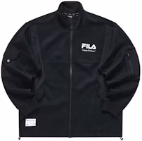 FILA FUSION Street Sport Logo Print Knit Bomber Jacket Black T11M311501F-BK FILA FUSION Street Sport Logo Print Knit Bomber Jacket Black T11M311501F-BK