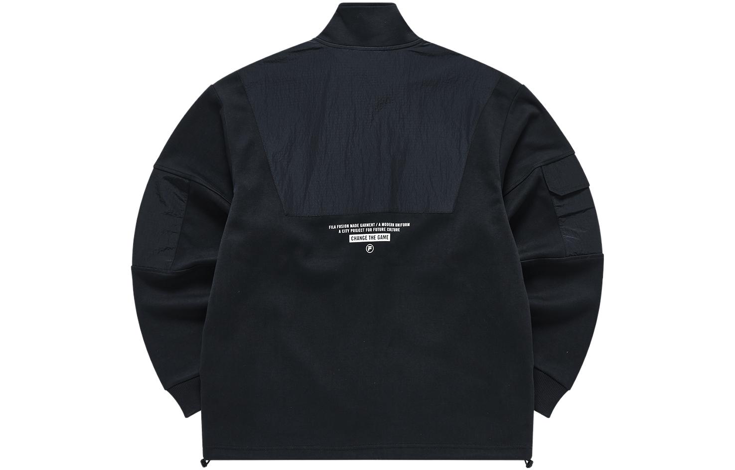 Lookbook FILA FUSION Jaket Bomber Knit Logo Street Sport Hitam T11M311501F-BK