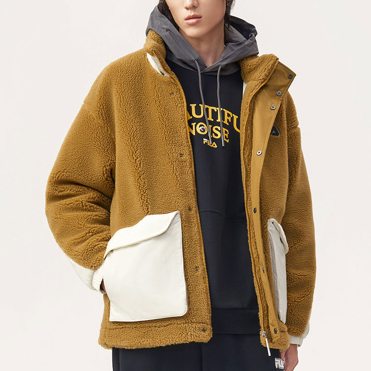 FILA FUSION Teddy Fleece Logo Jacket in Camel Brown. T11M146501F-BN 圖 6