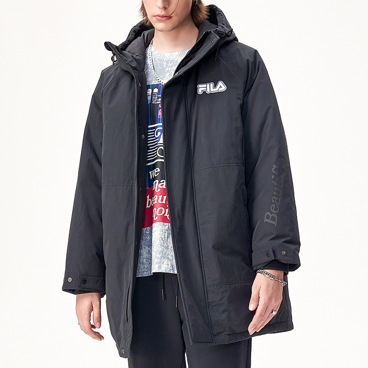 FILA FUSION Tokyo Studio Black Long Down Jacket with Warm Hooded Design. T11M146903F-BK 圖 4