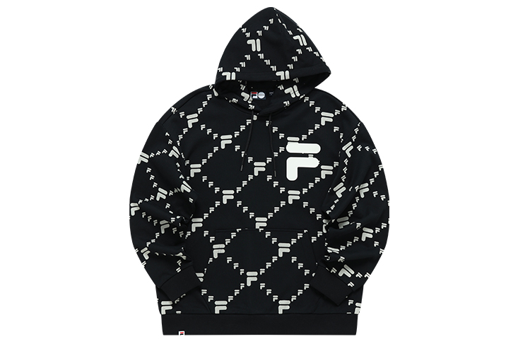 FILA FUSION Tokyo Studio Logo Print Hoodie Black Unisex Casual Sportswear T11U216205FBK
