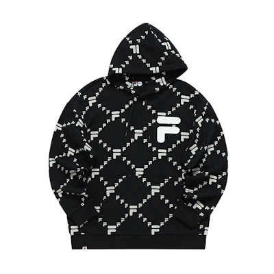FILA FUSION Tokyo Studio Logo Print Hoodie Black Unisex Casual Sportswear T11U216205FBK