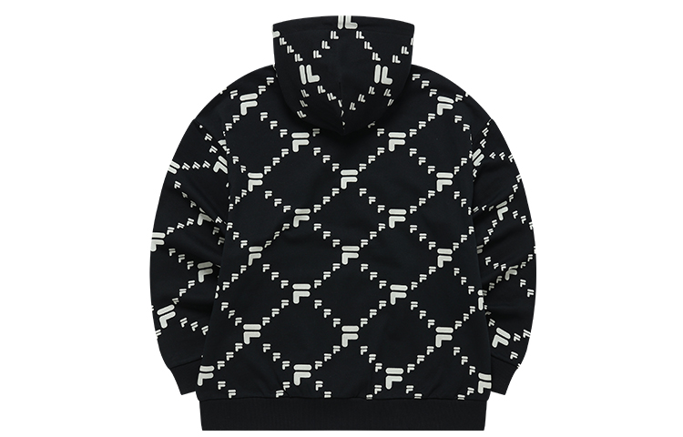 Lookbook FILA FUSION Tokyo Studio標誌印花連帽上衣 黑色 男女休閒運動服 T11U216205FBK