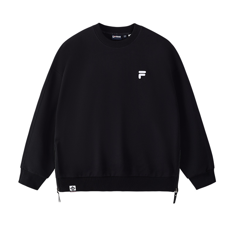 FILA Fusion Unisex Black Pullover Crewneck Casual Sweatshirt Fashion Style. T11U433209FBK