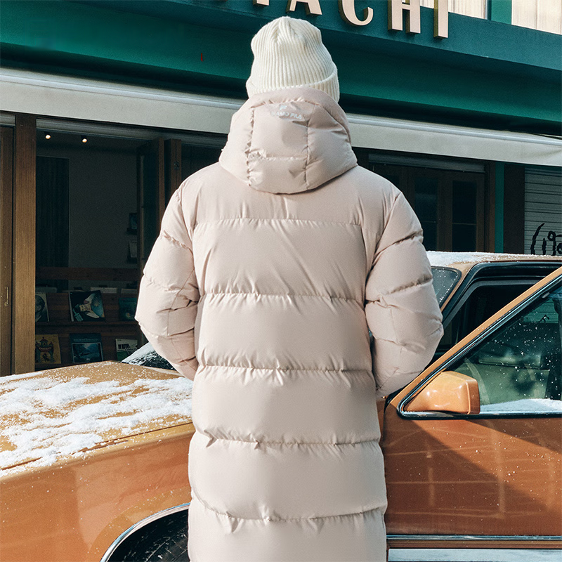 FILA Fusion Unisex Long Hooded Down Jacket Windproof Warm Beige Casual Style. T11U443903F-LK 圖 6